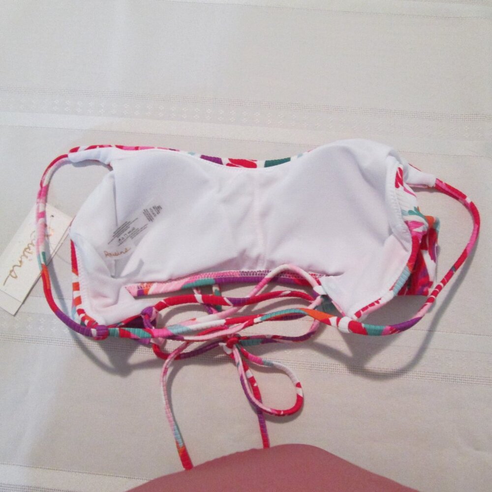 Raisins Juniors' Tropical-Print Tie-Back Bikini Top NWT Sz S - Picture 9 of 9